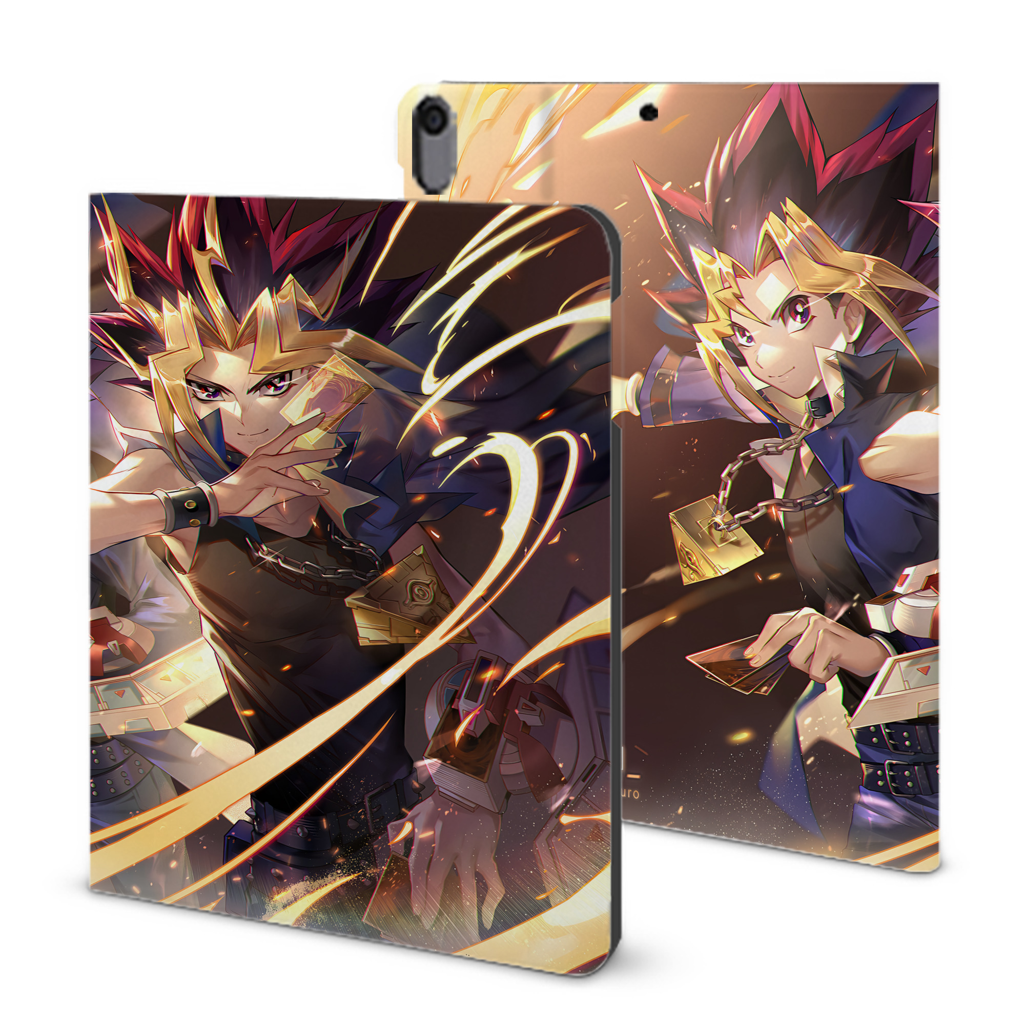 （画像用） 遊☆戯☆王 Yu-Gi-Oh! IPad ケース ブック型 PUレザー TPU 耐衝撃 軽量 薄型 ペン収納なし 全面保護 IPad 各モデル対応
